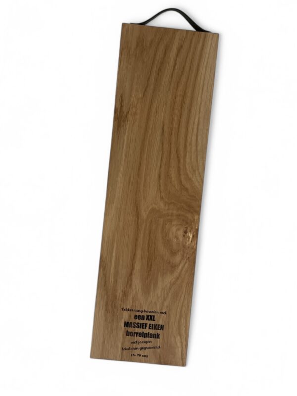 Extra lange massief eiken borrelplank met gravering