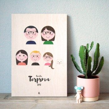 familieportret op hout