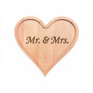 houten hartje van zo'n 20 cm met een gravering