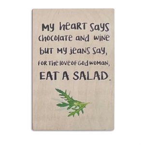 houtmeid houten kaart funny my heart says chocolate and wine