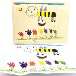 kindertekening op hout