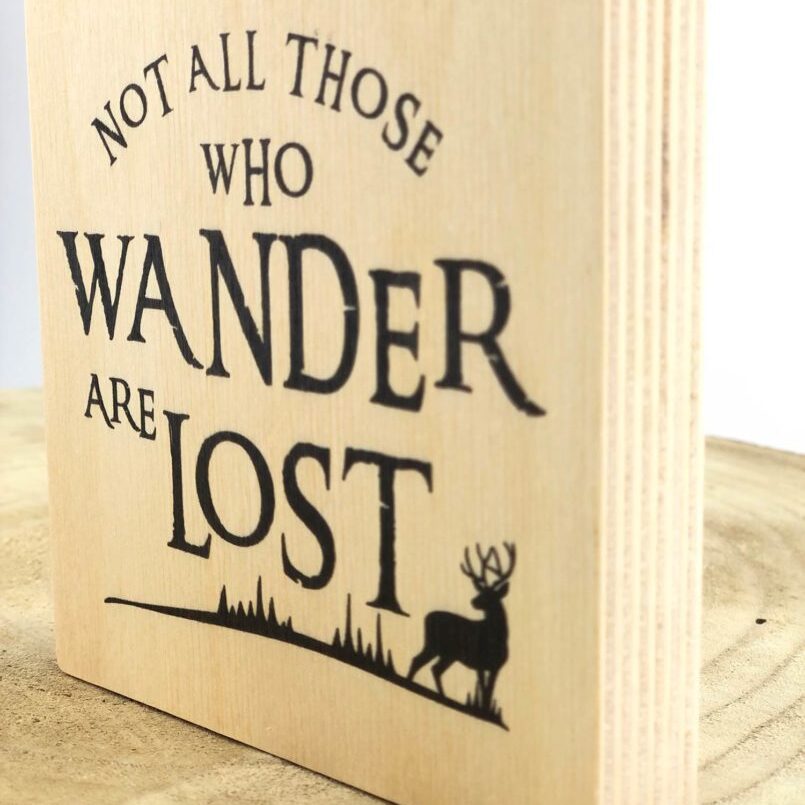 houten blok met quote